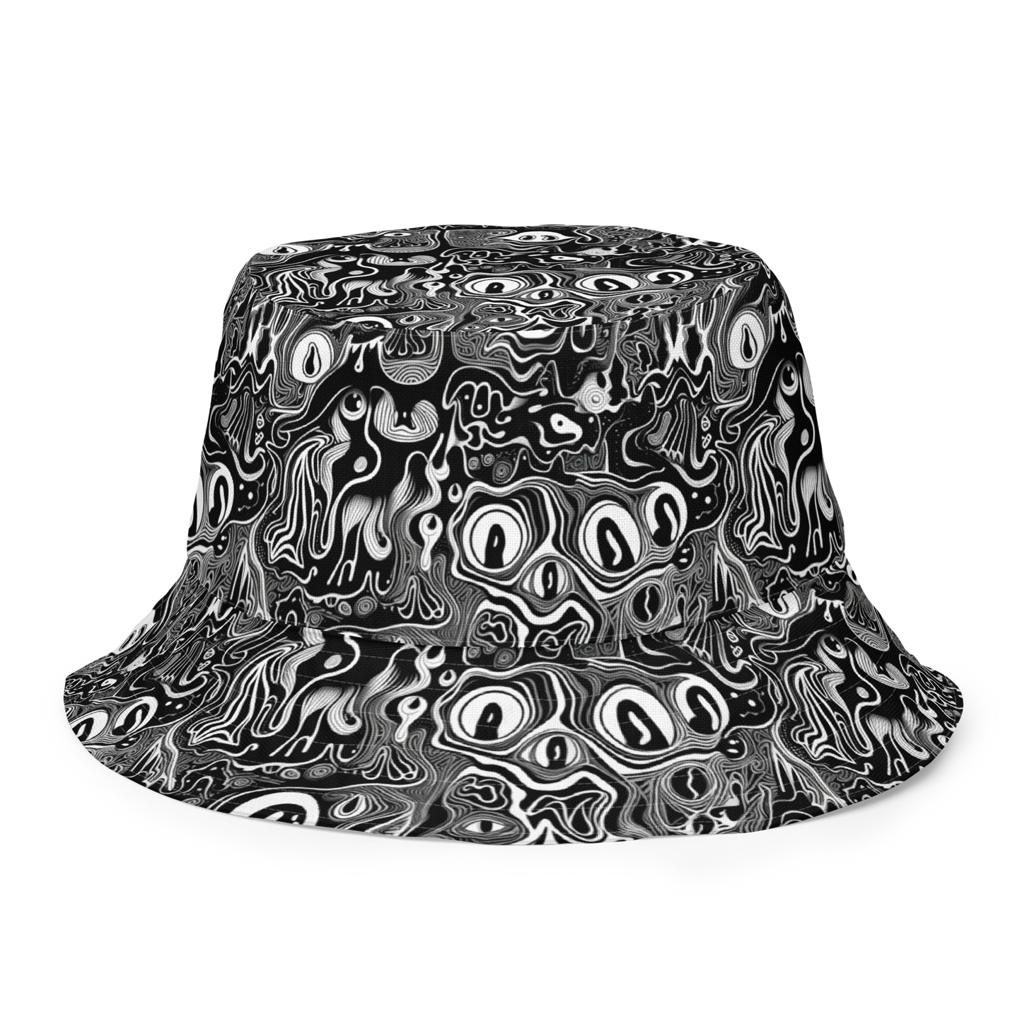 Black Floral / Doodle - Reversible Bucket Hat