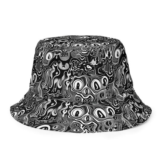 Black Floral / Doodle - Reversible Bucket Hat