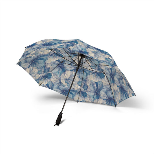 Blue Floral Foldable Umbrella